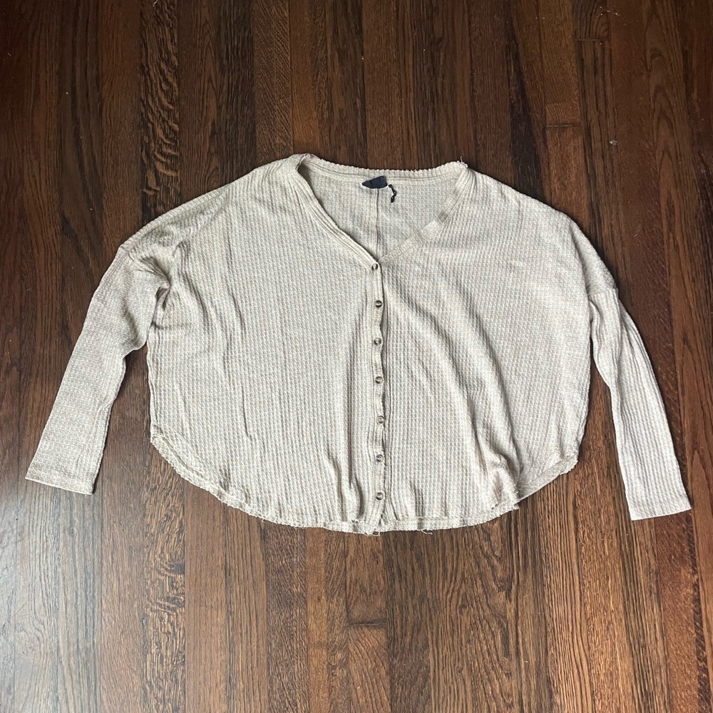Urban outfitters out from under waffle knit beige button down top